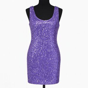 Purple Sequin Bodycon Mini 🥻 – Sparkly Party/Club Dress | Size Small/Medium